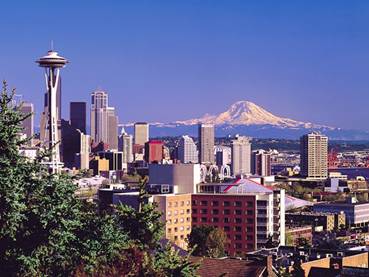 Seattle, Mt. Rainier in distance