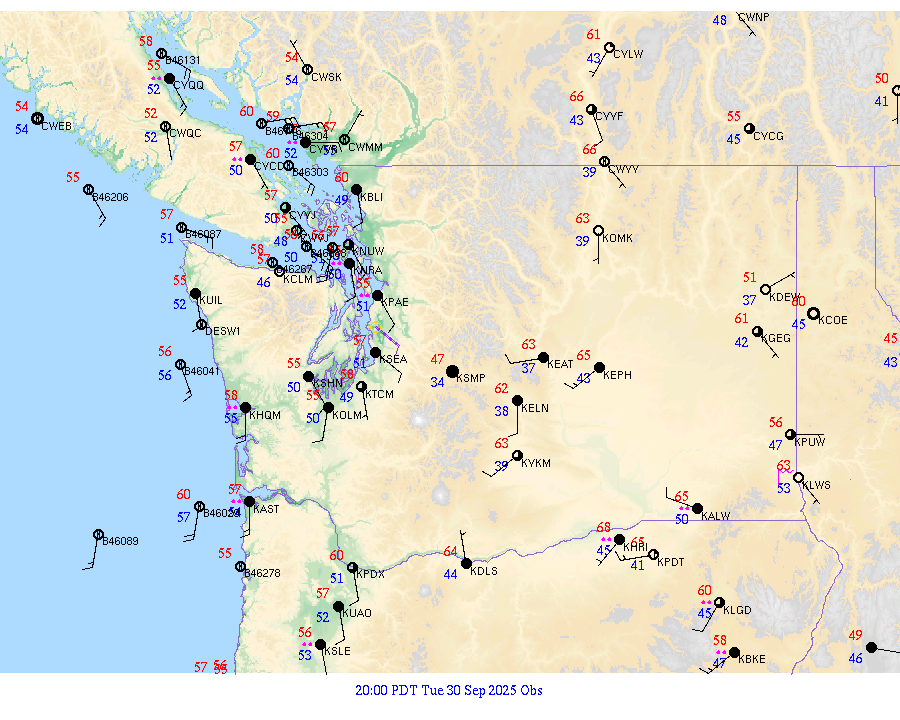 Washington surface weather observations from 20251001