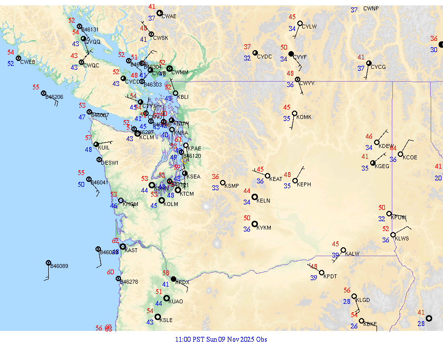 Washington surface weather observations from 20251109