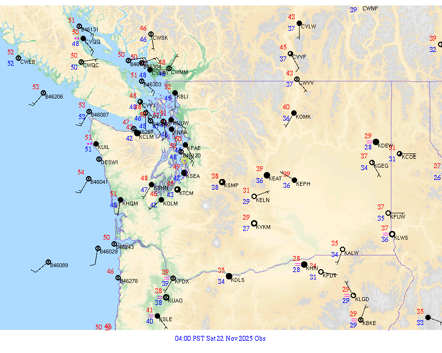 Washington surface weather observations from 20251122