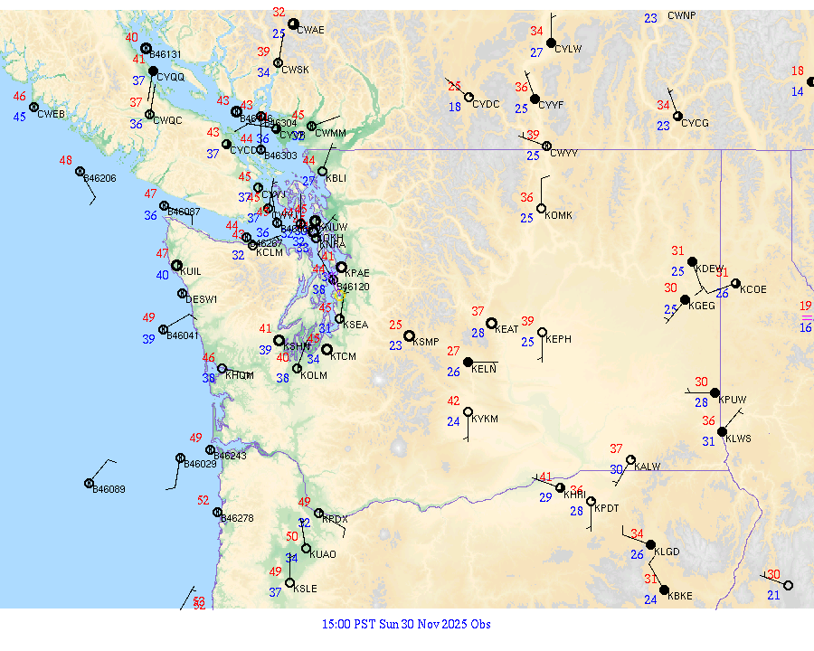 Washington surface weather observations from 20251130