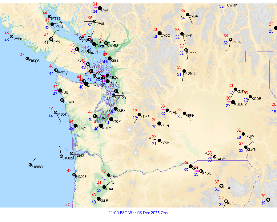 Washington surface weather observations from 20251203