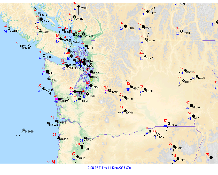 Washington surface weather observations from 20251212