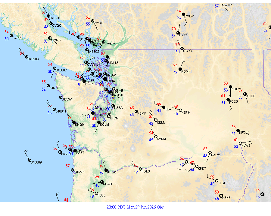 Washington surface weather observations from 20260630