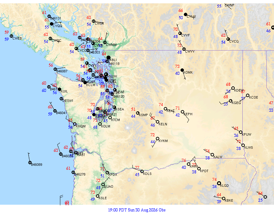 Washington surface weather observations from 20260831