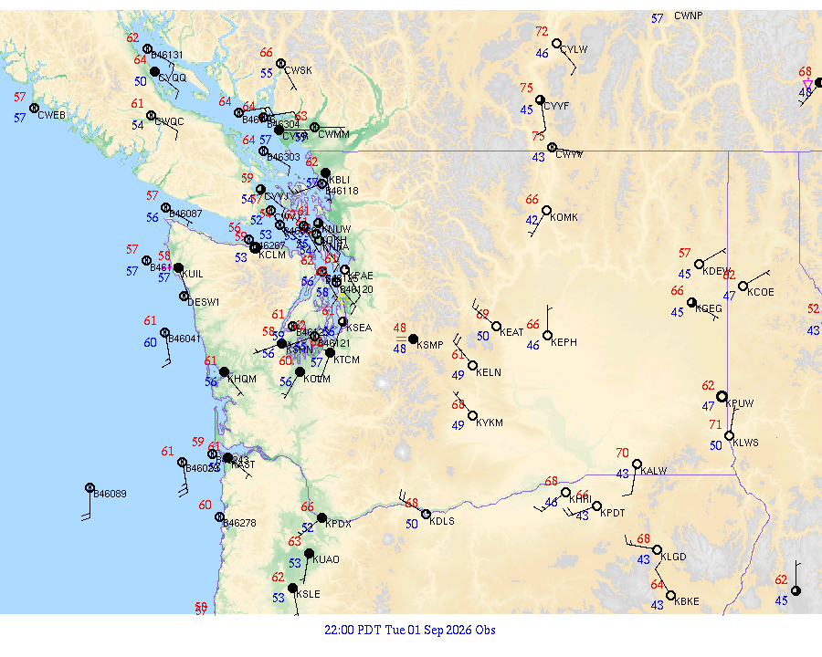 Washington surface weather observations from 20260902