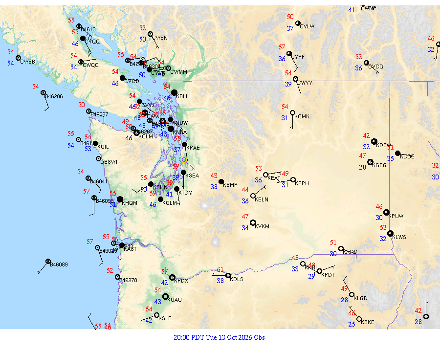 Washington surface weather observations from 20261014