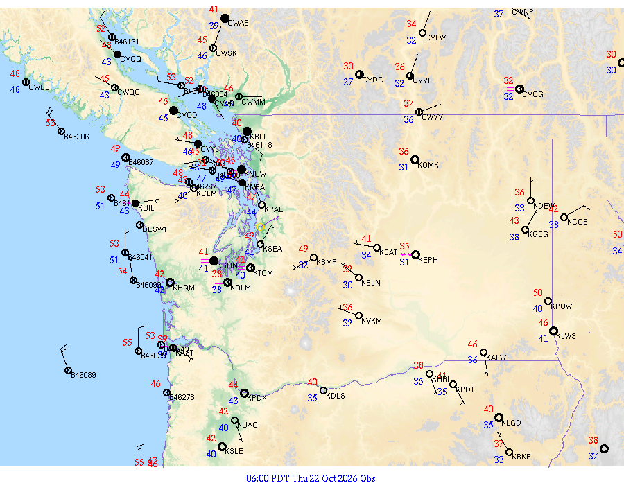 Washington surface weather observations from 20261022