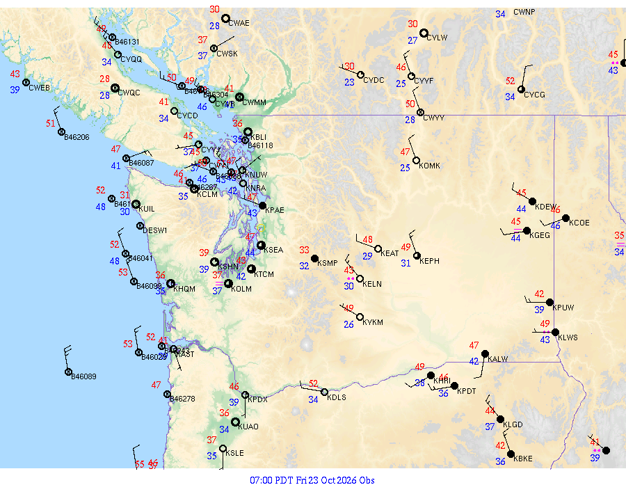 Washington surface weather observations from 20261023