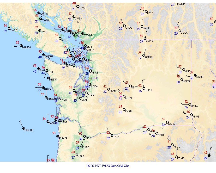 Washington surface weather observations from 20261023