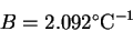 \begin{displaymath}B=2.09 \Wm2 \hbox{$^\circ {\rm C}$}^{-1}\end{displaymath}