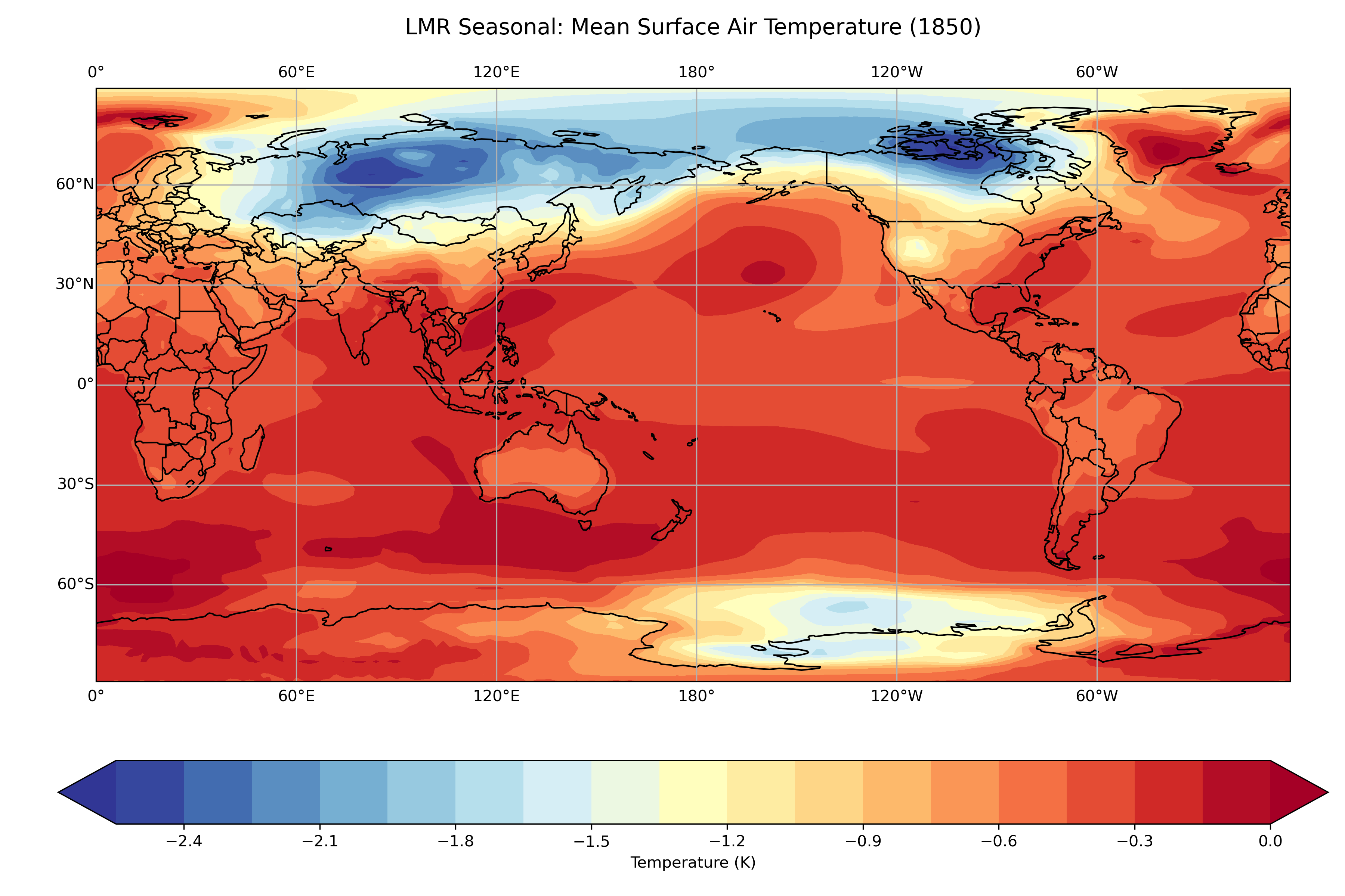 Global Temperature Map for 1850